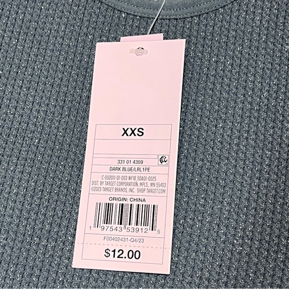 WILD FABLE Juniors Textured Cropped T-shirt Slate Dark Blue Shimmer Size XXS - Picture 4 of 9